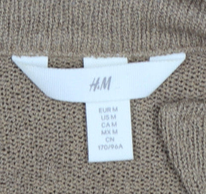 H&M Womens Brown Collared Short Sleeve Knit Pullover Jumper UK 12