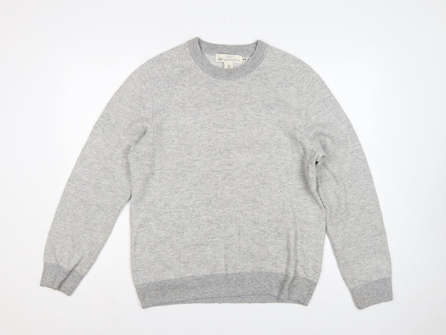 H&M L.O.G.G. Men’s Grey M Crew Neck Cotton Blend Knit Pullover Jumper