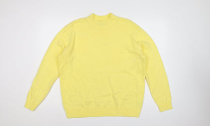 Damart Women Yellow Acrylic Mock Neck Knit Pullover Jumper UK 18