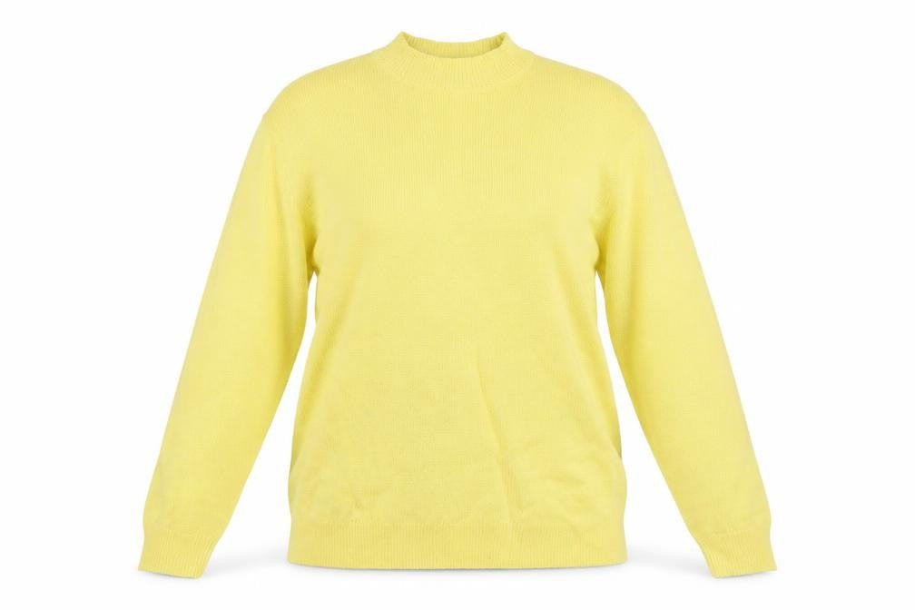 Damart Women Yellow Acrylic Mock Neck Knit Pullover Jumper UK 18