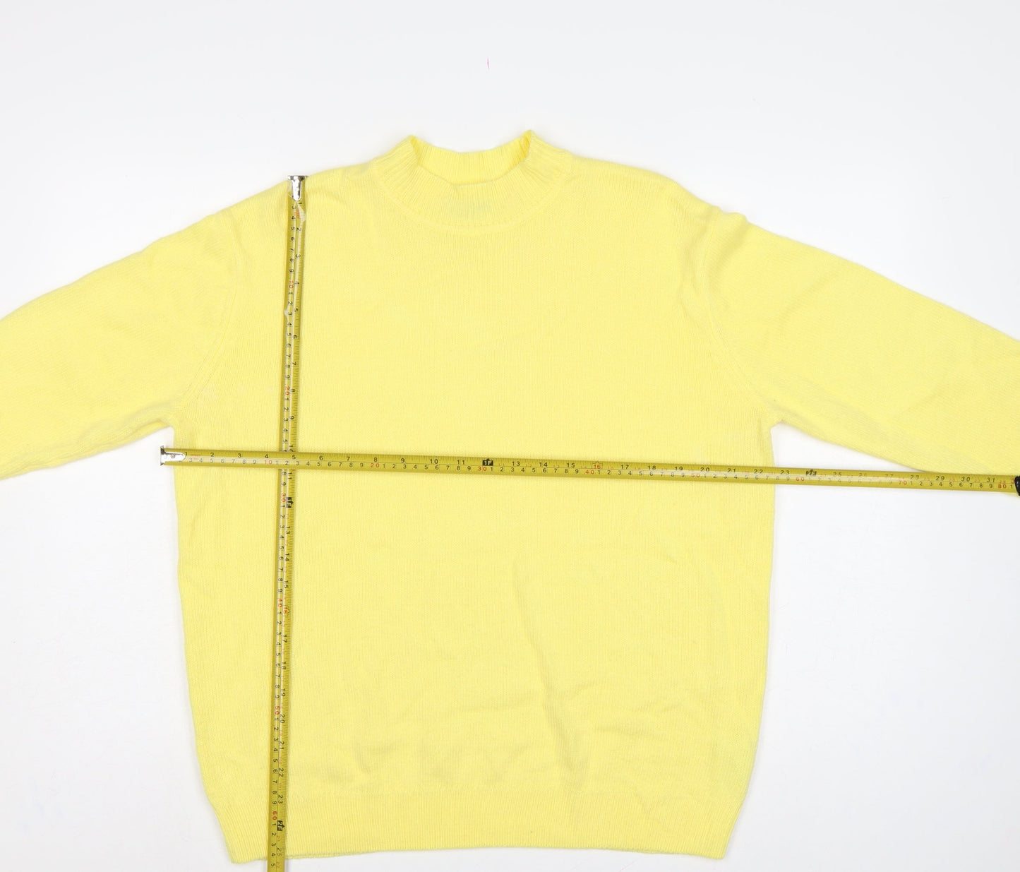 Damart Women Yellow Acrylic Mock Neck Knit Pullover Jumper UK 18