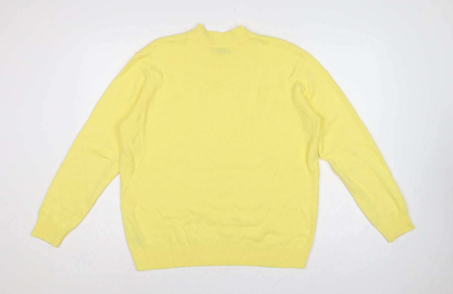 Damart Women Yellow Acrylic Mock Neck Knit Pullover Jumper UK 18