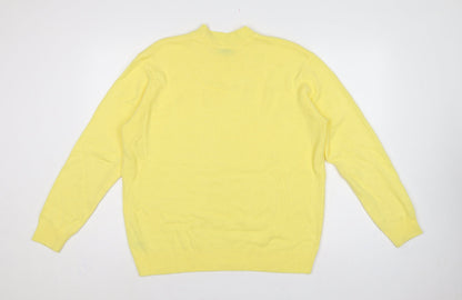 Damart Women Yellow Acrylic Mock Neck Knit Pullover Jumper UK 18