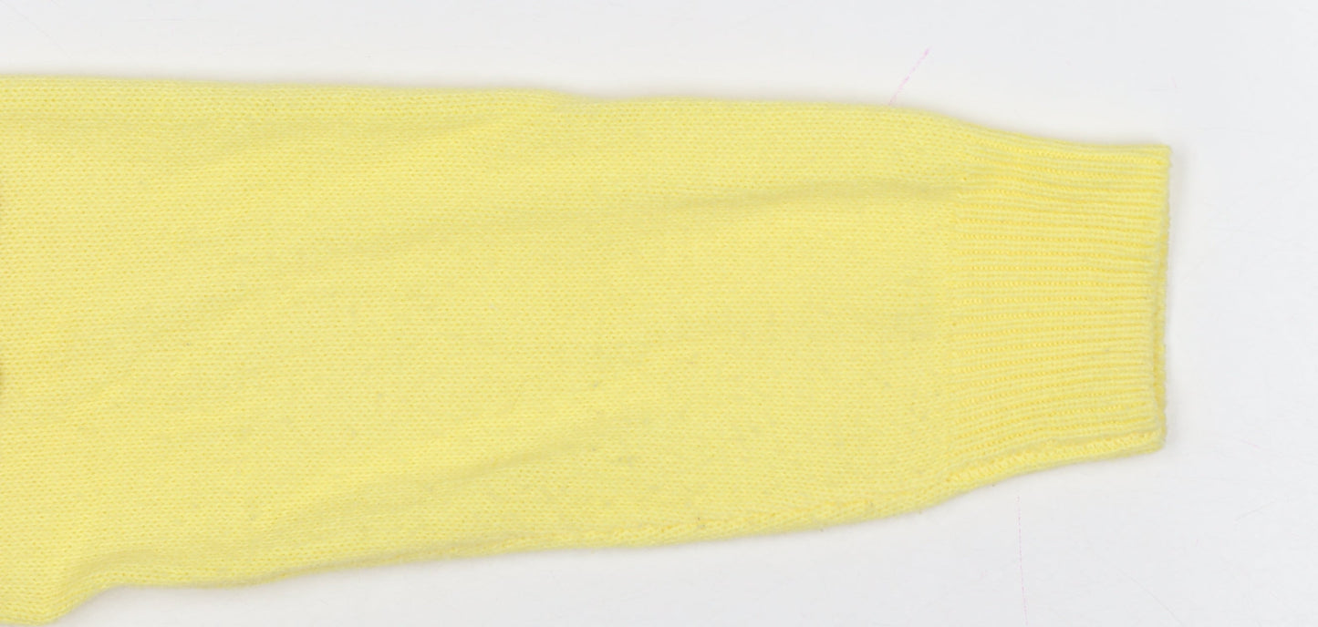 Damart Women Yellow Acrylic Mock Neck Knit Pullover Jumper UK 18