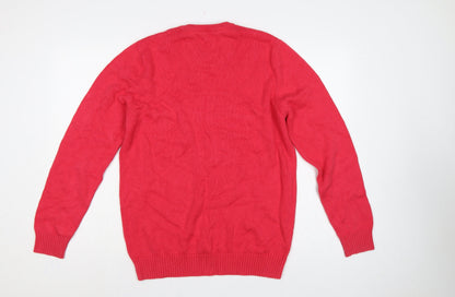 Maine New England Men's Red Medium Cotton Crew Neck Pullover Jumper