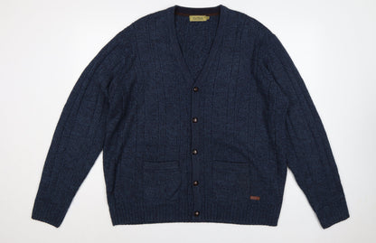P.G. Field Men’s Blue 2XL Button V-Neck Knit Cardigan Pockets