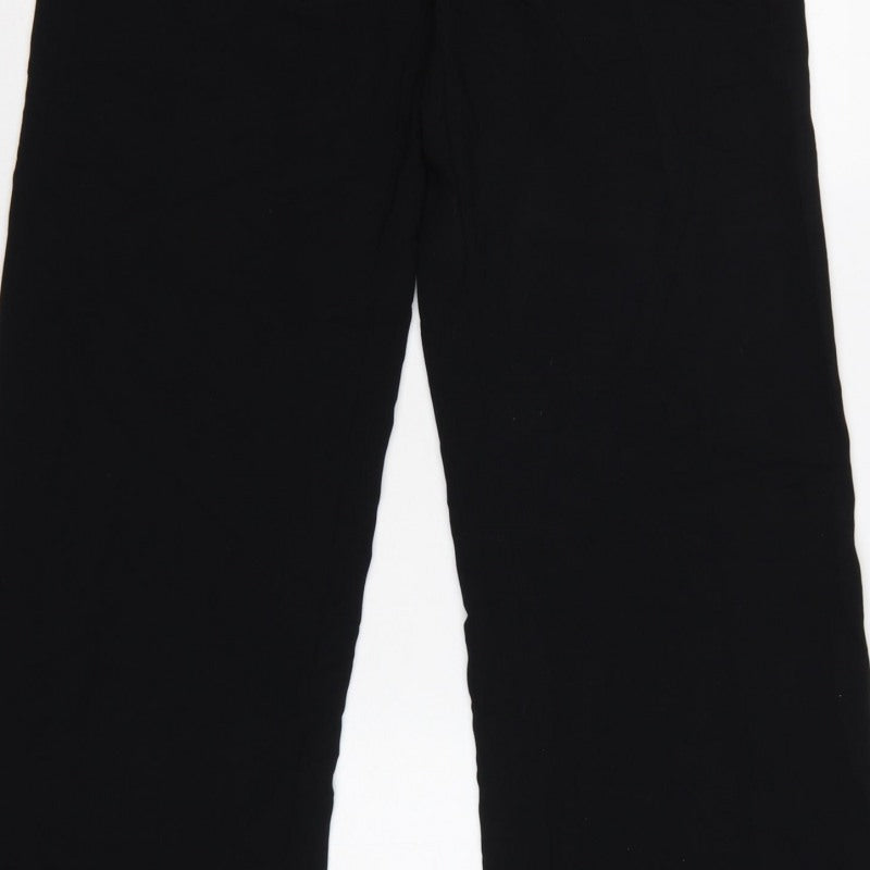 Zara Women’s Black L High Rise Wide Leg Dress Trousers