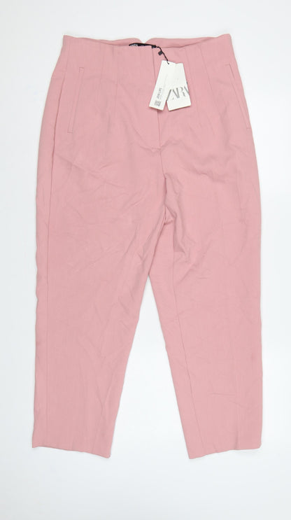 Zara Women Pink XL Tailored Tapered Smart Dress Trousers