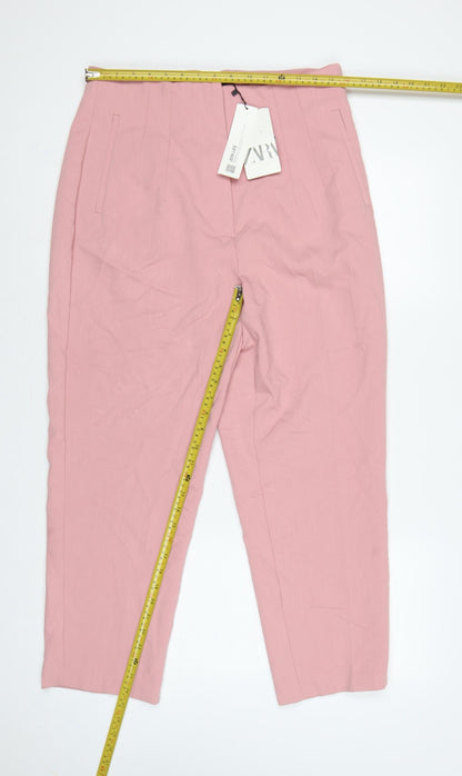 Zara Women Pink XL Tailored Tapered Smart Dress Trousers