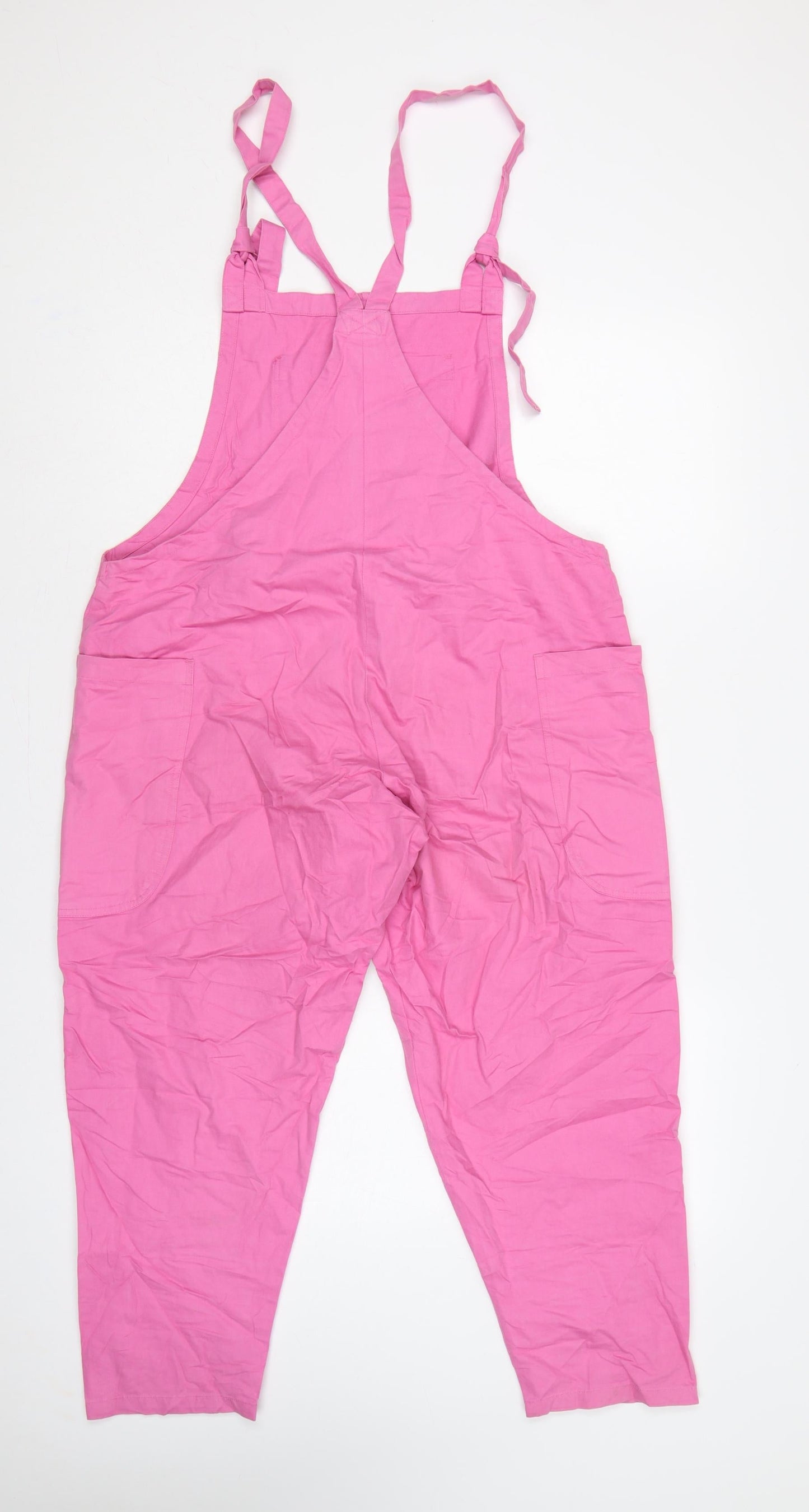 Lucy & Yak Women Pink Small Organic Cotton Dungarees Tapered Pockets