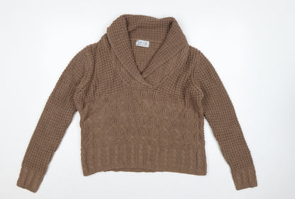 La Vie Women’s Brown UK 18 Cable Knit Cowl Neck Chunky Pullover Jumper