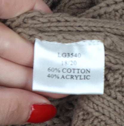 La Vie Women’s Brown UK 18 Cable Knit Cowl Neck Chunky Pullover Jumper