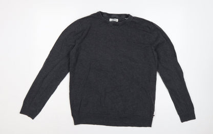 Jack & Jones Men’s Grey L Cotton Crew Neck Pullover Knit Jumper