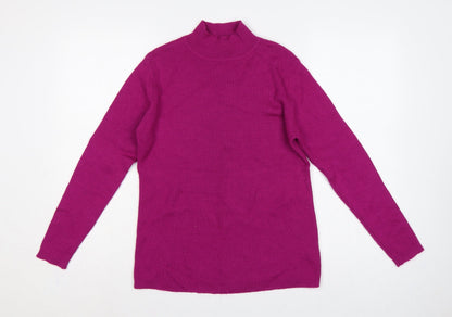 Damart Women’s Purple Rib Knit Mock Neck Pullover Jumper Size 16