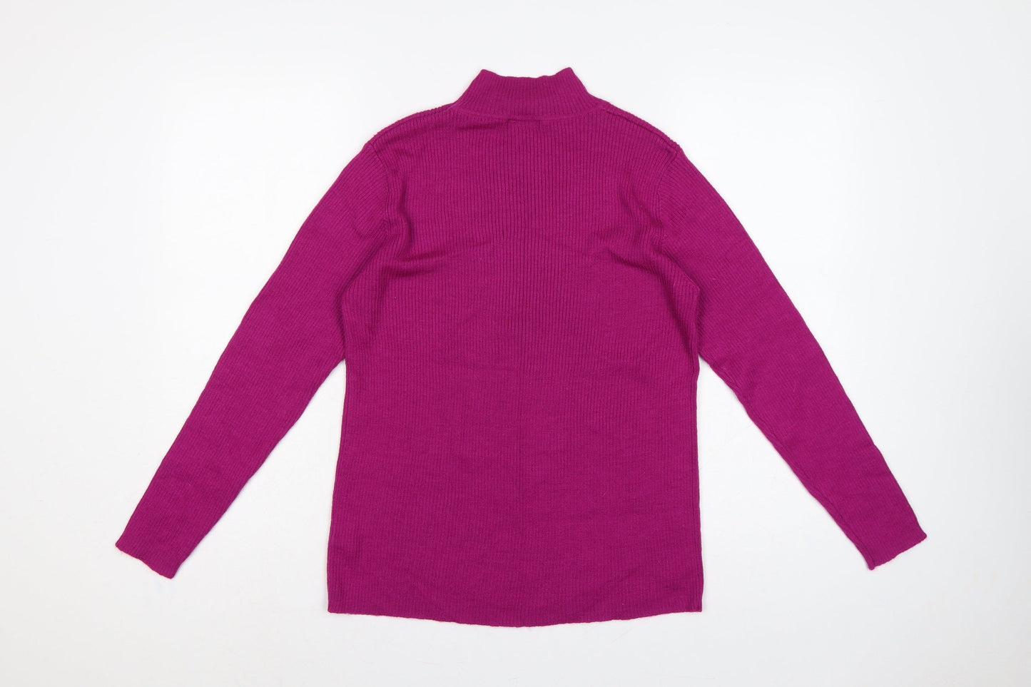 Damart Women’s Purple Rib Knit Mock Neck Pullover Jumper Size 16