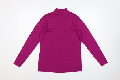 Damart Women’s Purple Rib Knit Mock Neck Pullover Jumper Size 16