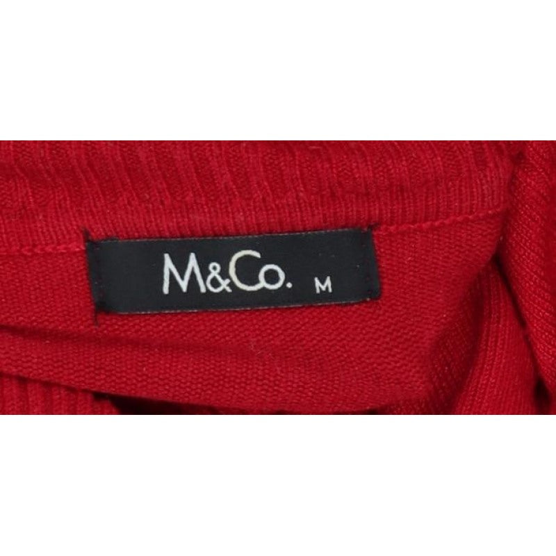 M&Co. Women Red M Roll Neck Knit Pullover Jumper Button Cuffs