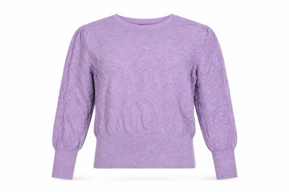 Marks & Spencer Women Purple L Puff Sleeve Crew Neck Jumper