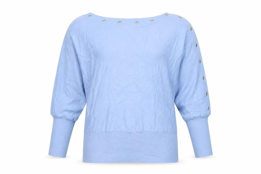 Mint Velvet Women Blue M Cashmere Blend Button Detail Batwing Jumper