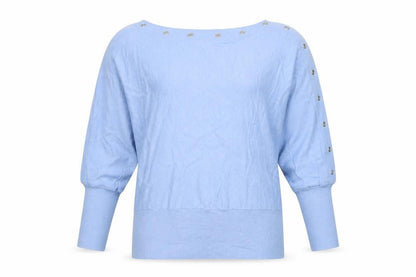Mint Velvet Women Blue M Cashmere Blend Button Detail Batwing Jumper