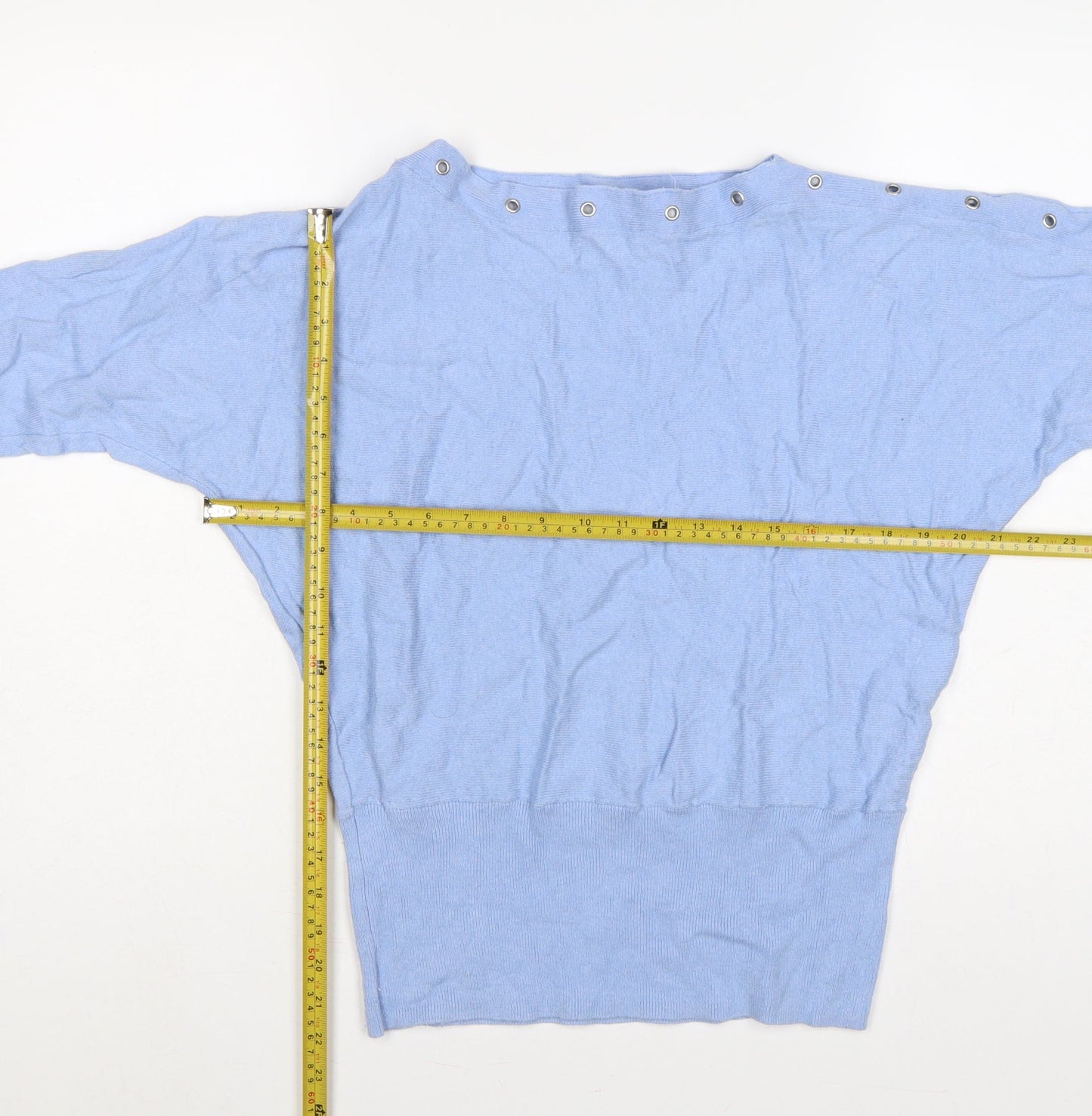 Mint Velvet Women Blue M Cashmere Blend Button Detail Batwing Jumper