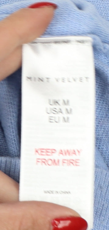 Mint Velvet Women Blue M Cashmere Blend Button Detail Batwing Jumper