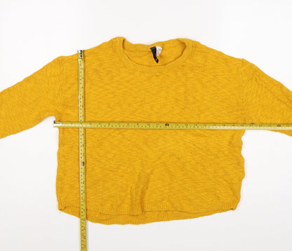 H&M Divided Women Yellow UK 12 M Crew Neck Knit Pullover Jumper