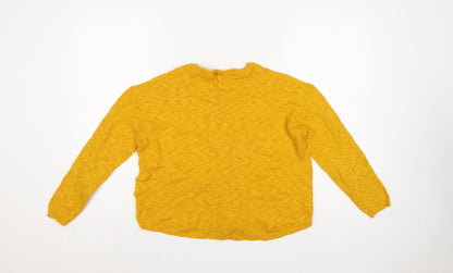 H&M Divided Women Yellow UK 12 M Crew Neck Knit Pullover Jumper