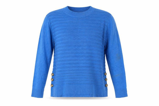Paramour Women’s Blue L Rib Knit Side Button Viscose Jumper