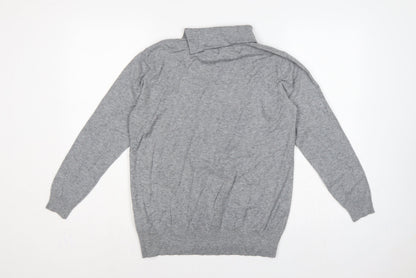 PPT Women Grey XL Henley Mock Neck Knit Jumper Button Detail