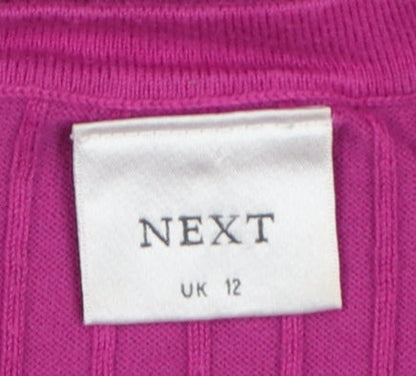 Next Women Pink UK 12 Ribbed Knit Sleeveless High Neck Tank Top