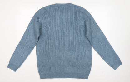 Marks and Spencer Men Blue M Crew Neck Rib Knit Pullover Jumper