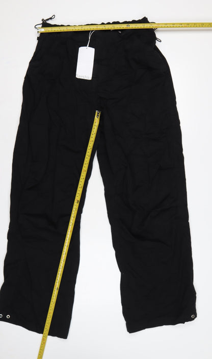 Bershka Women’s Black L Wide-Leg Drawstring Trousers UK 12
