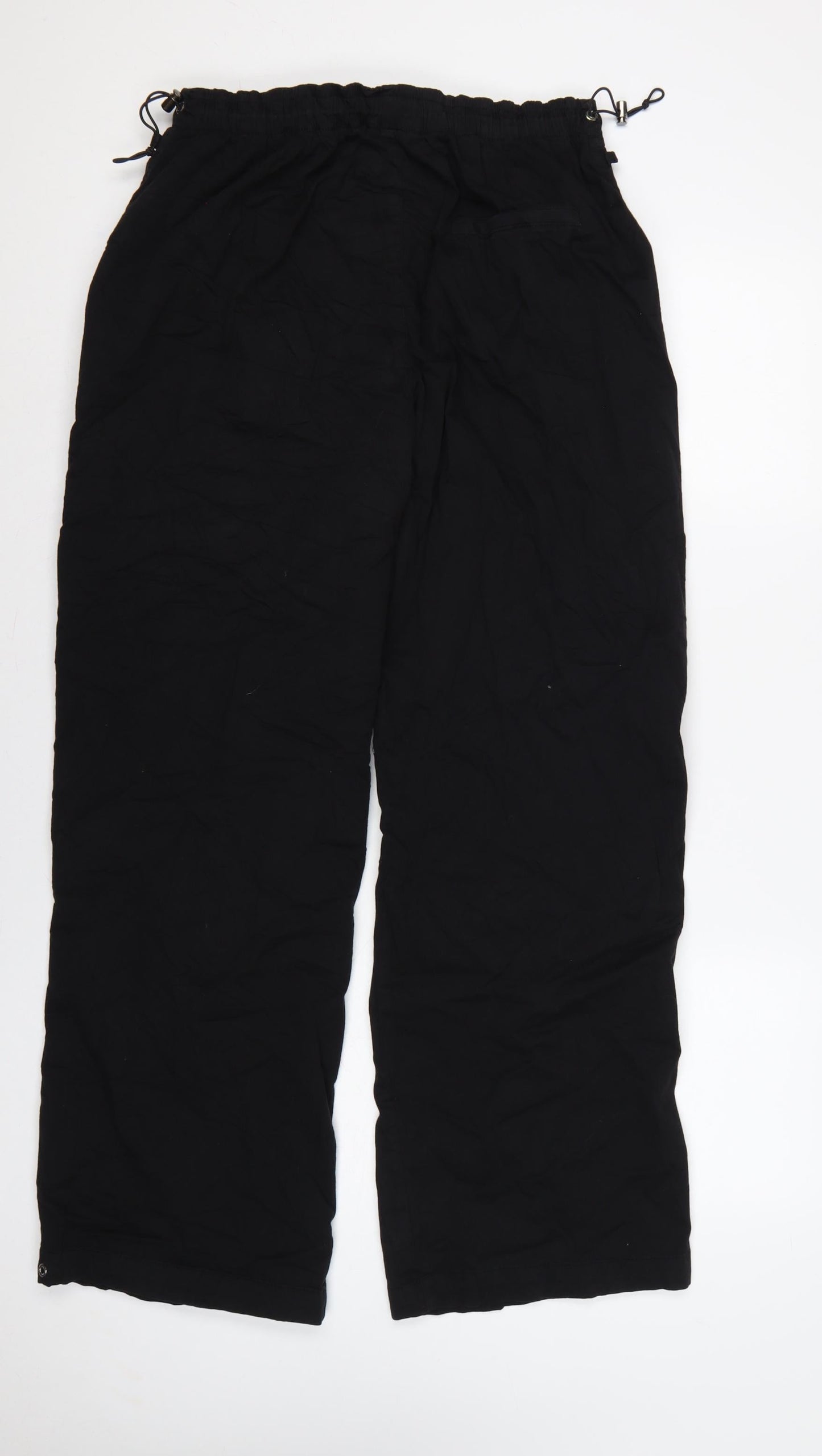Bershka Women’s Black L Wide-Leg Drawstring Trousers UK 12