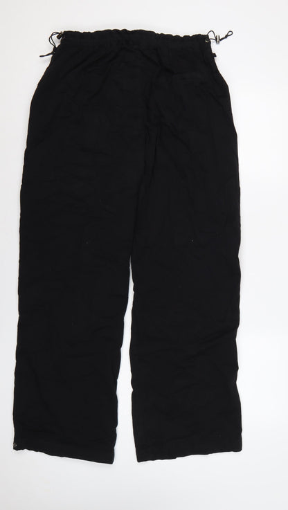 Bershka Women’s Black L Wide-Leg Drawstring Trousers UK 12