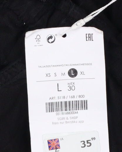 Bershka Women’s Black L Wide-Leg Drawstring Trousers UK 12