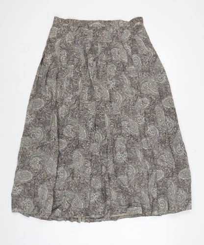 Country Casuals Women Beige Paisley Wool A-Line Long Skirt Size 14