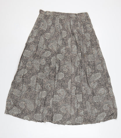 Country Casuals Women Beige Paisley Wool A-Line Long Skirt Size 14