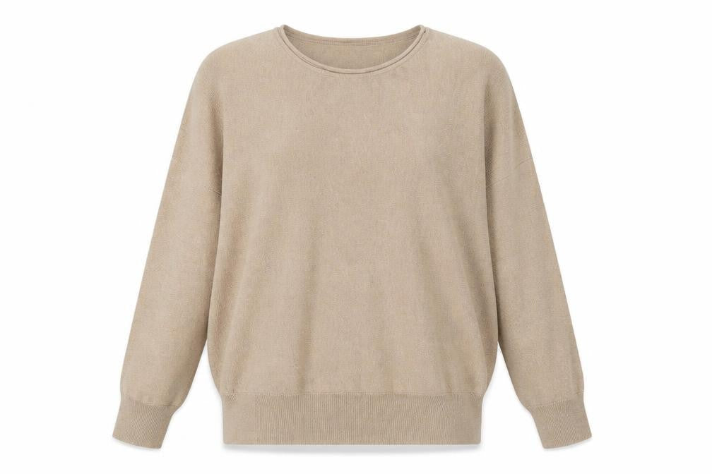 Cynthia Rowley Women’s Beige L Cotton Blend Round Neck Jumper
