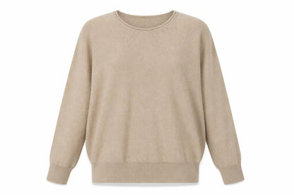 Cynthia Rowley Women’s Beige L Cotton Blend Round Neck Jumper