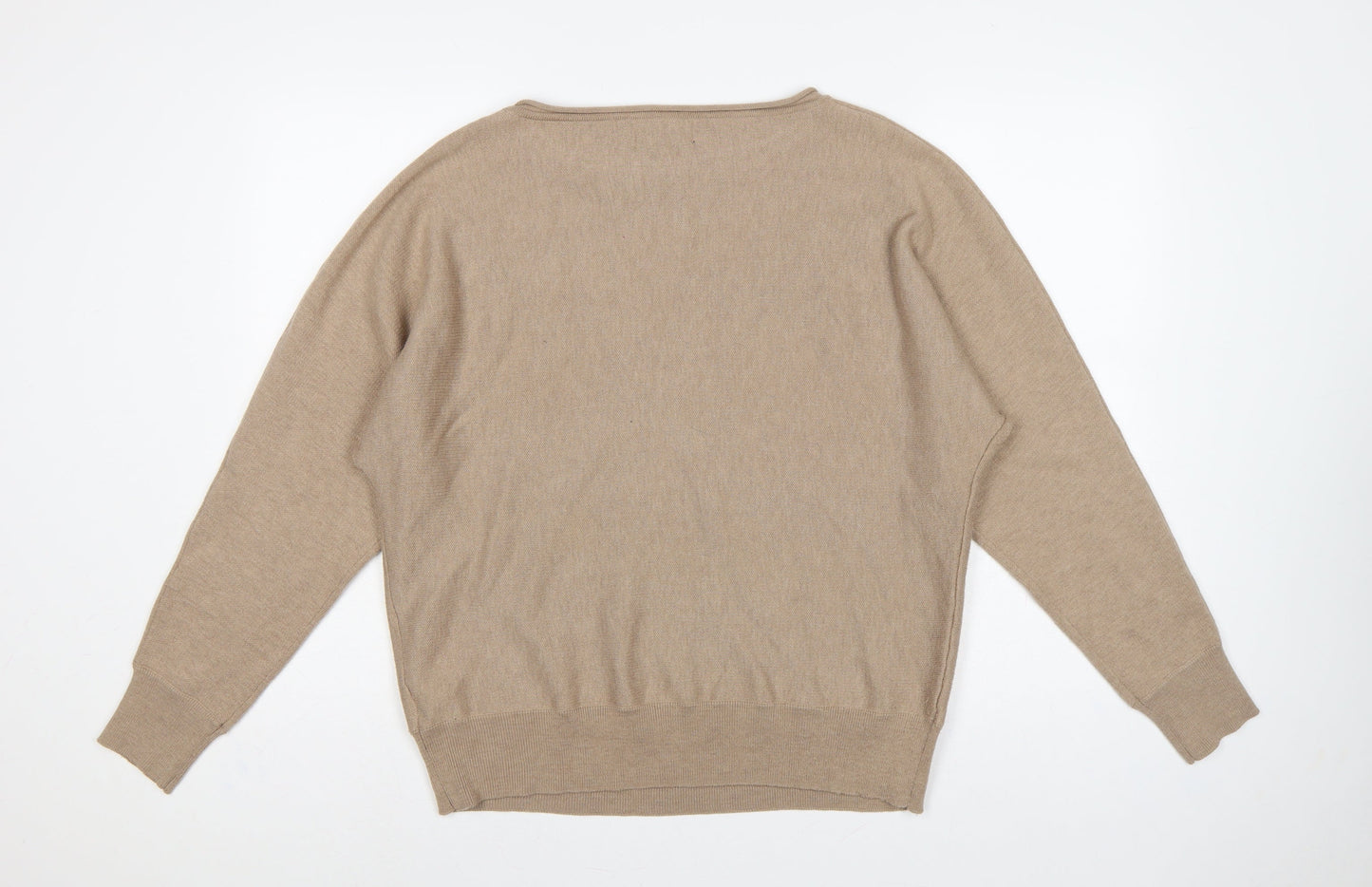 Cynthia Rowley Women’s Beige L Cotton Blend Round Neck Jumper