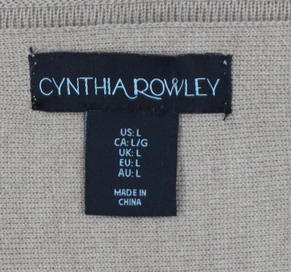 Cynthia Rowley Women’s Beige L Cotton Blend Round Neck Jumper