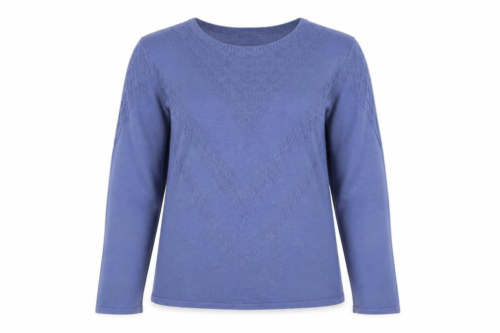 Damart Women Blue S Thermal Cable-Knit Round Neck Jumper