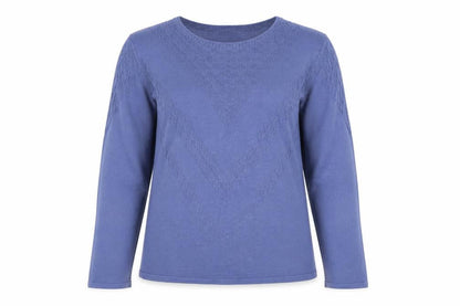 Damart Women Blue S Thermal Cable-Knit Round Neck Jumper
