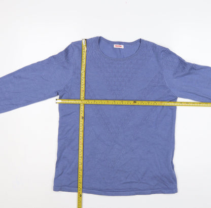 Damart Women Blue S Thermal Cable-Knit Round Neck Jumper
