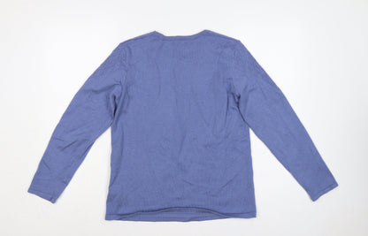 Damart Women Blue S Thermal Cable-Knit Round Neck Jumper
