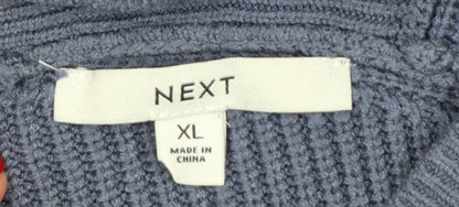 Next Women Blue XL Rib Knit V-Neck 3/4 Sleeve Pullover Jumper