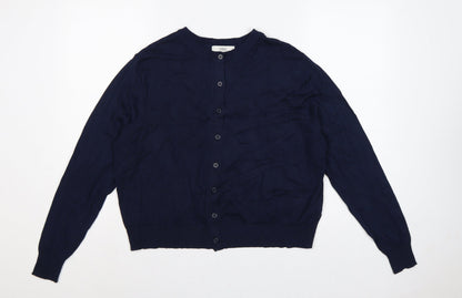 Marks & Spencer Women Blue Size 16 Crew Neck Button Knit Cardigan