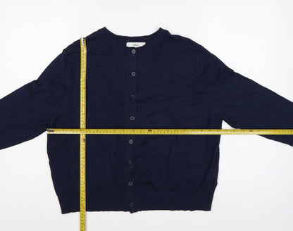 Marks & Spencer Women Blue Size 16 Crew Neck Button Knit Cardigan