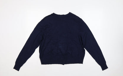 Marks & Spencer Women Blue Size 16 Crew Neck Button Knit Cardigan